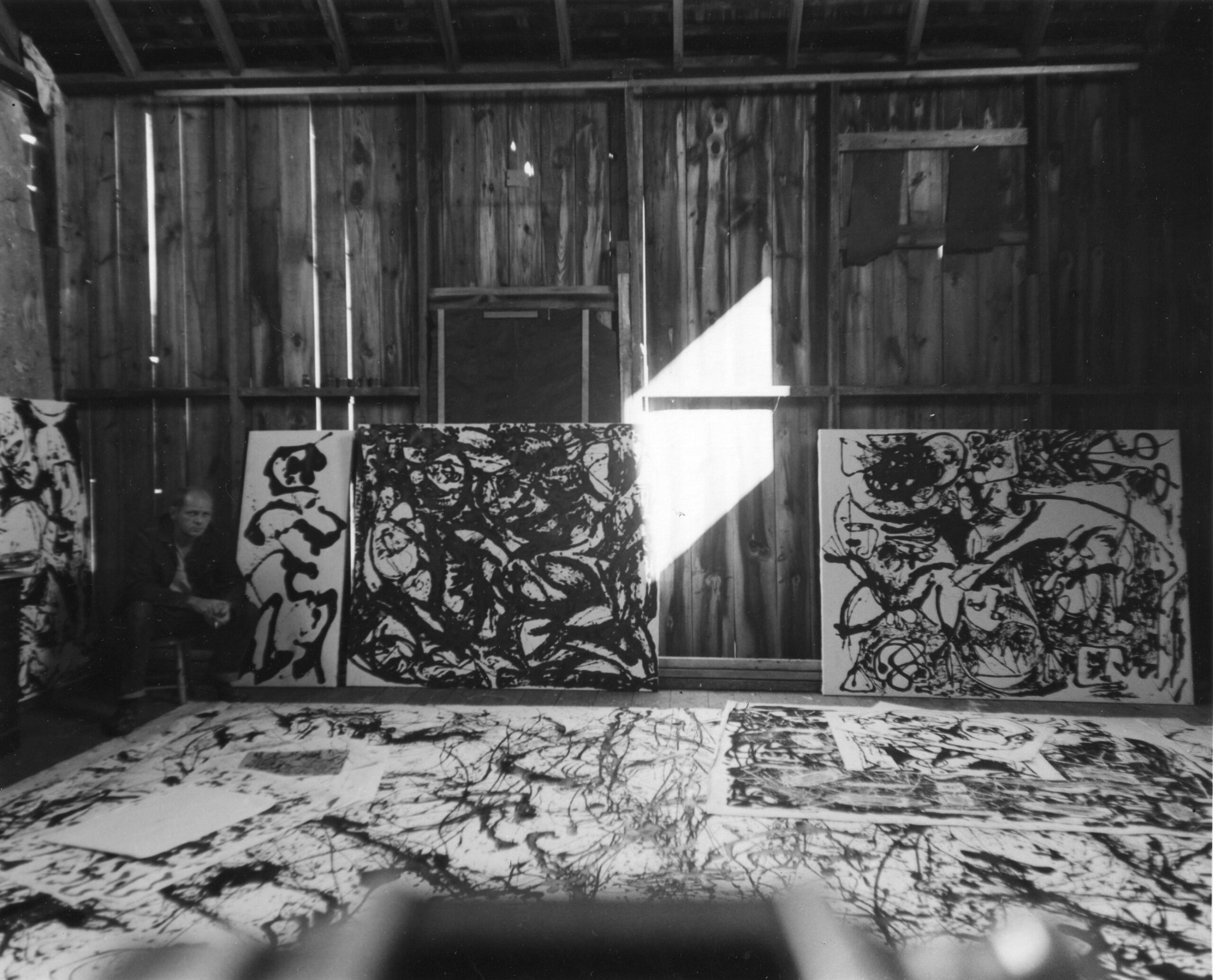Jackson Pollock in his studio, 1950.