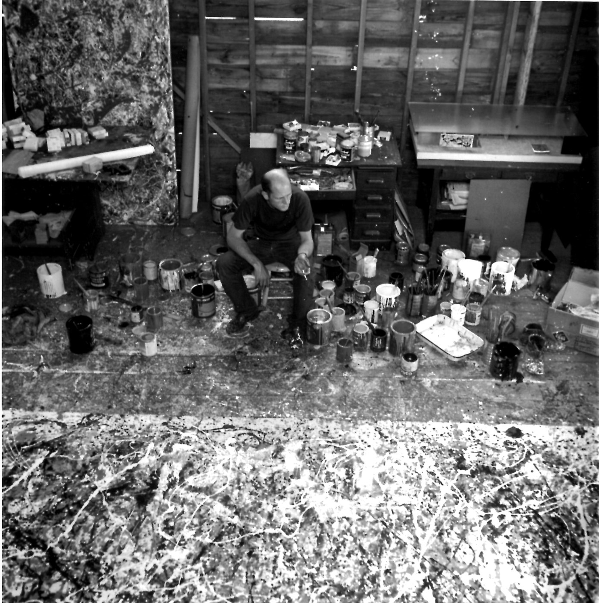 Jackson Pollock in his studio, 1950.